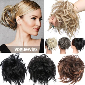 Large Thick Messy Bun Hair Piece Scrunchie Updos Cover Curly Hair Extensions US - Picture 1 of 18