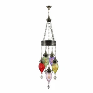 Marokkanischer Stil Antik Messing und Glas Deckenkronleuchter Pendelleuchte TEKLED - Bild 1 von 14