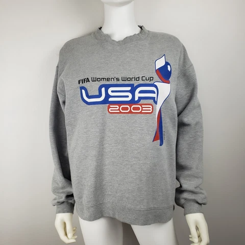 Vtg 2003 FIFA Womens World Cup USA Soccer Sweatshirt Size M Adidas Gray Pullover Cover