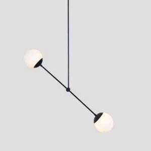 Chandelier Two Globe Light Linear Bras Wall Ceiling Pendant Light Fixture Decor - Picture 1 of 7