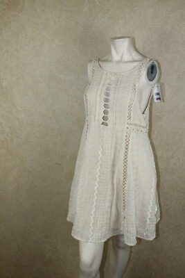 Free People New Womens Crocheted Mini Ivory  Dress Sleeveless Size S NWT _R8C1 - Image 1 of 4
