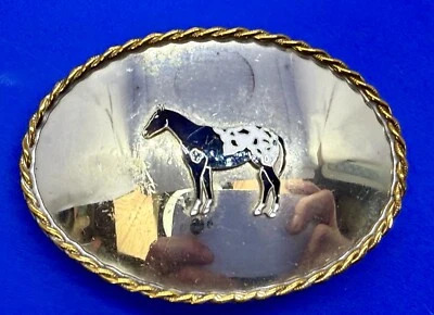 Standing Appaloosa Horse Breed Equestrian Reflective Nickel Silver Belt Buckle - Image 1 of 4