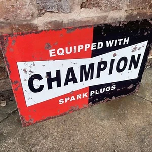 Champion spark plugs garage metal sign plaque - Picture 1 of 1