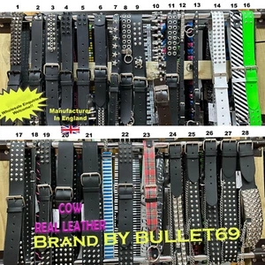 Cinturones punk góticos de cuero tachonado hechos en Inglaterra - Imagen 1 de 1