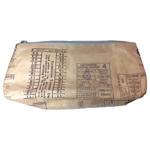 Boots Small Cosmetics Bag Scrap That Brown Paper Ticket Design Make-Up Case Zip - Picture 1 of 24