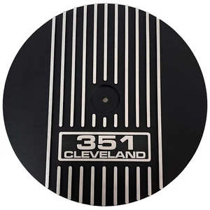 Ford 351 Cleveland (Silver Logo) - Black Air Cleaner Kit - 14" Round - Ansen USA - Picture 1 of 8