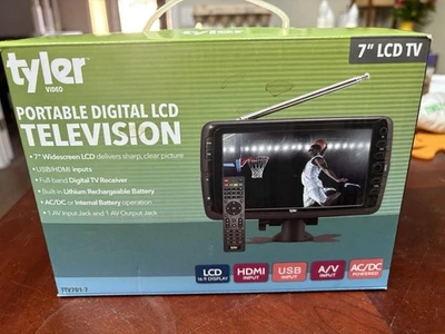 Tyler TTV701 7" Portable Widescreen LCD TV with Detachable Antennas, USB/SD Card - Image 1 of 4