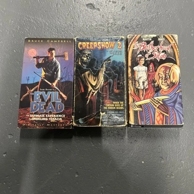 Lot Of 3 Horror VHS Movies Evil Dead,Creepshow Brotherhood Of Satan Foto 1 de 2