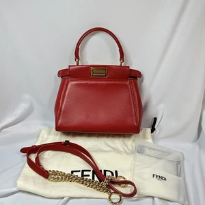 Fendi Peekaboo ISeeU Petite Bag | RED | 20x11x15.5cm | 100% Authentic - Picture 1 of 15