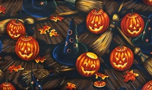 Alexander Henry Bell Knobs and Broomsticks Halloween Fabric ***2 YARDS*** - Picture 1 of 2