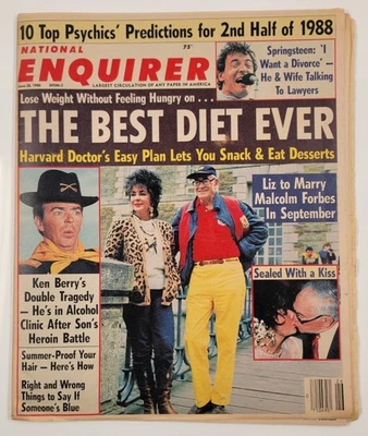 National Enquirer June 28, 1988 Springsteen Ken Barry Malcolm Forbes Liz Taylor - Image 1 of 2