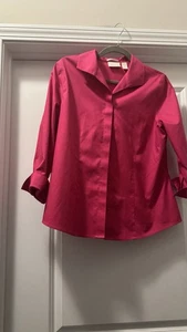 Blusa para mujer Chicos talla 0 sin planchar algodón botón frontal frambuesa rosa intenso - Imagen 1 de 7