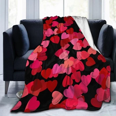 Manta polar Red Love Hearts 50x40 ligera ultra suave microfibra Foto 1 de 4