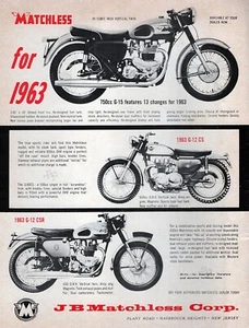 1963 Matchless G-15 G-12 & G-12 CSR Motorcycle Original Print Ad - Picture 1 of 1