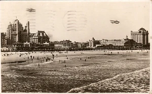 Cartolina RPPC Atlantic City, NJ retro divisa pubblicata febbraio 1911 biplani da spiaggia - Foto 1 di 2