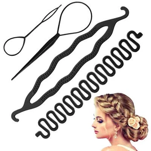 4Pcs Hair French Braid Topsy Tail Clip Magic Styling Stick DIY Bun Maker Tools - Picture 1 of 10