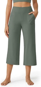 Capri Pants for Women Wide Leg Yoga Dress Cropped Pants Capri Leggings with Pock - Picture 1 of 12