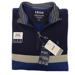 Izod Advantage Stretch Blue Polo Sweatshirt Long Sleeve Small Poly Cotton.$65.