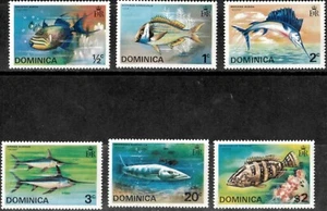 Dominica 1975 - Fish Marine Life - Set of 6 Stamps - Scott #421-6 - MNH - Picture 1 of 1