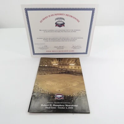 MN Twins Farewell to Metrodome Certificate of Last Game HHH & Special Program - Image 1 of 4