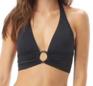 Carmen Marc Valvo O-Ring Halter Bikini Top Women's Swimsuit, Black, Medium $78 - Picture 1 of 6