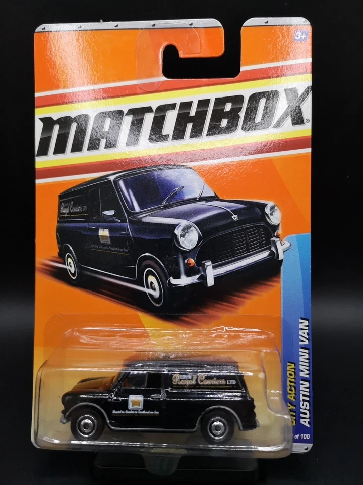 Matchbox 1965 Austin Miin Van Royal Couriers Black sealed long card. - Image 1 of 1