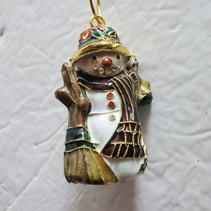 Cloisonne Enamel Snowman Figure 3” Tall Holiday Christmas Ornament Rare! - Picture 1 of 5
