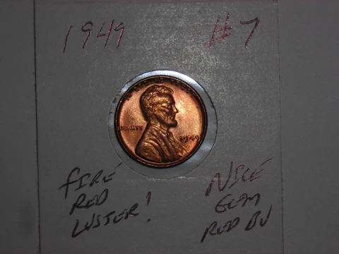 wheat penny 1949 GEM RED BU 1949-P LOT #7 LINCOLN CENT  GEM FIRE UNC RED LUSTER Cover
