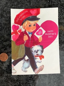 Vintage Valentine Card Hallmark Mail Carrier Blonde Delivery Boy Foldable 70's - Picture 1 of 2