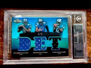 2009 Triple Threads Matthew Stafford RC Relic Combos Sapphire BGS 9 SER # 2/3 !! - Picture 1 of 13