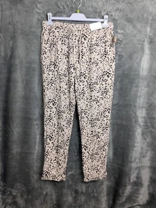 Papaya ladies size 12 animal print tapered trousers linen blend New - Picture 1 of 9