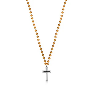 S'AGAPO SHRINE COLLANA UOMO ACCIAIO E SFERE IN VETRO GIALLO E CROCE SSR03 (2454) - Imagen 1 de 4