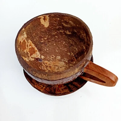 Taza de té y platillo con cáscara de coco natural ecológico nuevo Ceilán envío gratuito Foto 1 de 3