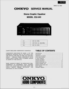 Ecualizador Gráfico Estéreo Onkyo EQ-540 EQ - MANUAL DE USUARIO Y MANUAL DE SERVICIO - Imagen 1 de 2