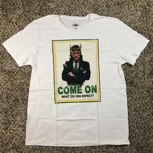 NEW Marvel Loki Men Sz XL Come On What Did You Expect Shirt White Disney Comics - Picture 1 of 6