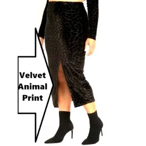 Eloquii Midirock Damen X-Large 18 Samt Burnout Animal Print Frontschlitz Glamourös - Bild 1 von 8