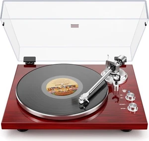 Tocadiscos con transmisión por correa para reproductor de discos de vinilo, conéctese con altavoces Bluetooth o - Imagen 1 de 9