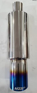 MZS Silver Stainless Steel Exhaust Tip With Muffler For Car Sedan SUV Truck - Bild 1 von 8