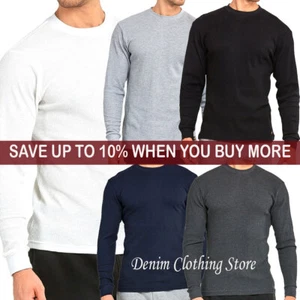Men Long Sleeve Shirts Thermal Crewneck Fleece Lined Base Layer Casual S-3XL - Picture 1 of 11