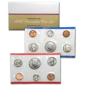 1986 US Mint 10 Coin Uncirculated Set Complete Philadelphia & Denver OGP & COA - Picture 1 of 1