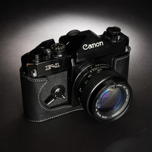 Estuche con media cámara de cuero genuino hecho a mano para Canon F-1 NUEVO F-1 - Imagen 1 de 17