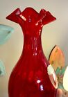 Rare Vintage Alrose (Empoli, Italy) Ruby Red Art Glass. Vase With Label.