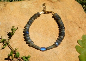 Natural Labradorite Adjustable Bracelet Stone of Magic Energy Healing Meditation - Picture 1 of 13