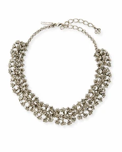 NWT $690 AUTH OSCAR DE LA RENTA SILVER MINI FLOWER NECKLACE MADE IN US - Picture 1 of 7
