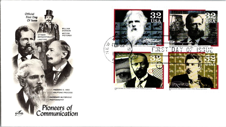 KAPPYSstamps FDC ARTCRAFT 1996 - SCOTT 3061-4 - PIONEERS COMMUNICATIONS FDC12 - Image 1 of 1