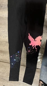 Justice sz 10 unicorn pegasus rainbow pink blue black leggings guc - Picture 1 of 4