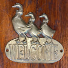 Upper Deck Brass Geese Ducks With Bows Door Attachment Adornment Welcome 1987