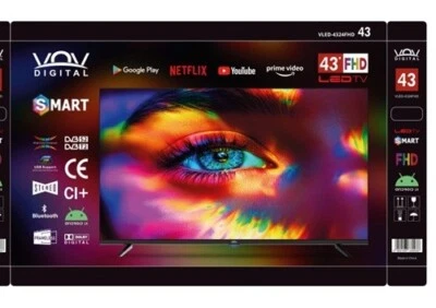 SMART TV TELEVISIONE 43" POLLICI FULL HD VOV DIGITAL ANDROID 14 WIFI ULTRA DOLBY - Immagine 1 di 2