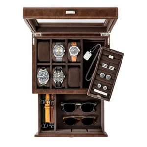TAWBURY Uhrenbox 6 Uhren - Schmukkästchen für Herren | Uhrenbox Herren | - Bild 1 von 9
