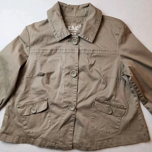Chaqueta de mezclilla Live A Little para mujer talla L marrón elástica denim con botones delanteros - Imagen 1 de 6